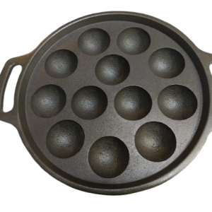 Casting Iron Paniyarakkal We are having cast iron Paniyarakkal in 7 pits, 9 pits, 12 pits & 14 pits. For are giving ring base bottom for seating in burner and for 14 pits we are giving flat base bottom in which heat can spread equally for all pits. It requires very less oil to cook. So, the healthy cookware for a fitter you. Making delicious and tasty paniyaram for the whole family in our Surya cast iron Paniyarakkal.